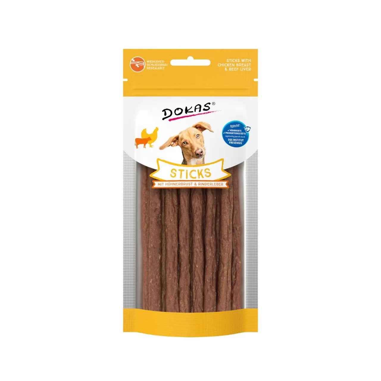 Dokas Sticks med Kylling og Okselever 60 g - kornfri naturlige hundesnacks